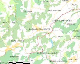 Mapa obce Saint-Julien-Molin-Molette