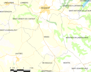 Poziția localității Vénès