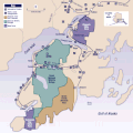 Карта полуострова Кенай. Кенай-Фьордс выделен коричневым.