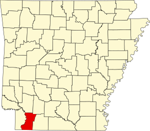 Carte de l'Arkansas mettant en évidence le comté de Lafayette