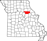 A state map highlighting Audrain County in the northeastern part of the state.