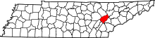 Harta e Roane County në Tennessee