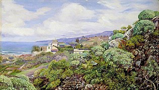 Marianne North (1830-1890) - View of Sitio del Pardo, Orotava, Teneriffe - MN513 - Marianne North Gallery, Royal Botanic Gardens, Kew.jpg