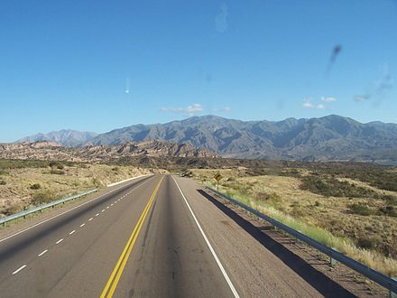 National road 7 near Mendoza with the Andes in the background