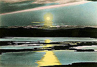 Midnattssol i Luossajärvi under första halvan av 1900-talet.