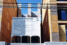75-unit apartment building, made largely of wood, in Mission, British Columbia Mission Manor, Construction Sign, Mission, British Columbia, Canada.jpg