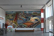 Mural dentro de la estación de Biotrén El Arenal. Concepción, diciembre de 2019