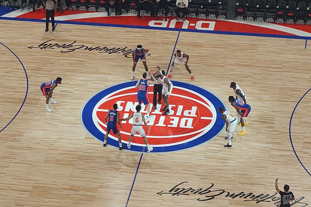 Opening tip of a Pistons game against the New York Knicks