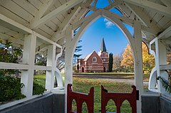 Rural landscape and chapel. Christchurch. New Zealand, 2006