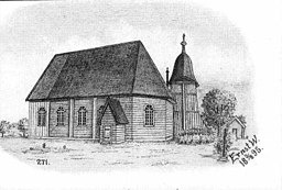 Kyrkan på teckning från 1896.