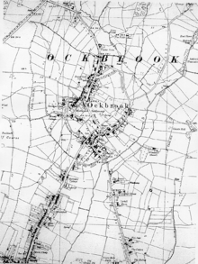 Extract from OS 1938 6" map showing Ockbrook. OS Revision2 1913 and 1938 6in County Series Derbyshire Sheet 50 SE.png