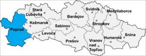 Oblast Poprad na mapě