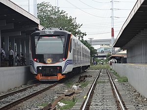 PNR Santa Mesa Station with INKA train (Manila; 02-01-2020) wiki.jpg