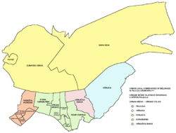 Map of Urban local communities of Belgrade in Palilula municipality