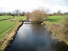 The GPSS crosses the non-navigable Stroudwater Canal, near Whitminster, Gloucestershire but will be re-routed as part of the restoration of the canal. Pipeline crossing the Stroudwater Canal - geograph.org.uk - 344271.jpg