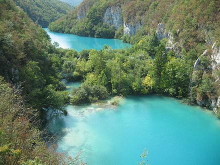 Turquoise-colored lakes
