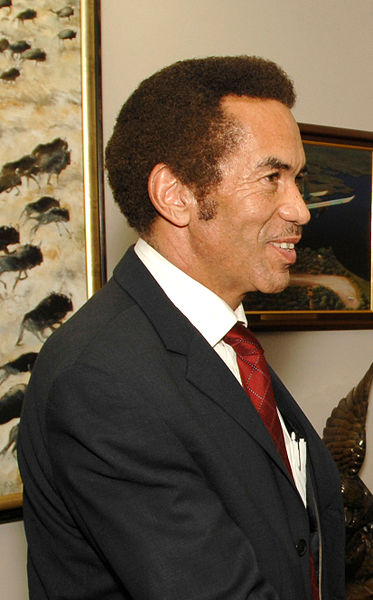 Former President Ian Khama of Botswana, son of Motswana chief Sir Seretse Khama and Englishwoman Ruth Williams Khama