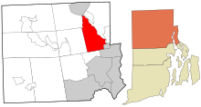Providence County Rhode Island incorporated and unincorporated areas Lincoln highlighted.svg