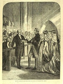 An artist's impression of Queen Caroline and Lord Hood being refused entry to the abbey by a doorman Queen-caroline-repulsed-from-westminster-abbey.jpg