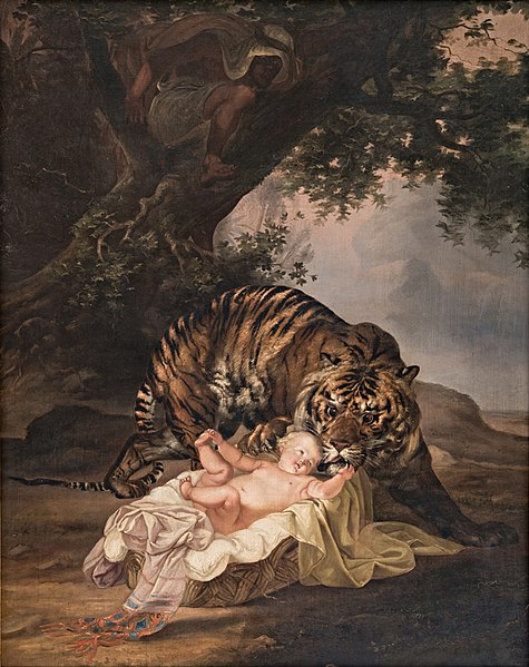 File:Raden Saleh (circle) - A tiger finds a baby in a wicker basket.jpg