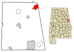 Graham'ın Randolph County, Alabama'daki yeri.