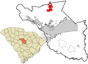 Locatie in Richland County en de staat South Carolina.