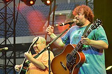 Tenacious D a Grammy Award-winning comedy band with Jack Black (right) and Kyle Gass (left) both UCLA alumni Rock in Pott 2013 - Tenacious D 14.jpg