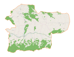 Mapa konturowa gminy Ryglice, po prawej znajduje się punkt z opisem „Lubcza”