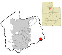 Salt Lake County v Utahu začleněné a neregistrované oblasti Alta zvýrazněna.svg