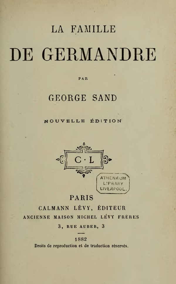 La Famille de Germandre par George Sand