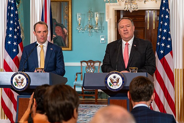 Raab with U.S. Secretary of State Mike Pompeo in Washington, D.C., August 2019