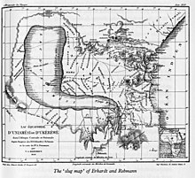 Carta datada en 1856, cubriendo la actual Tanzania, llamada «carta limace», que ilustra algunos de los descubrimientos de los misioneros.