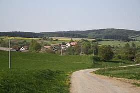 South overview of Štěměchy from hill, Třebíč District.jpg
