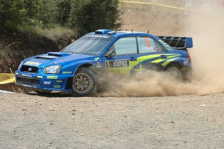 Petter Solberg with a Subaru Impreza WRC05 at the 2005 event