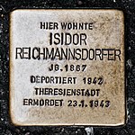 Stumbling Stone Isisdor Reichmannsdorfer 1867-1943.jpg