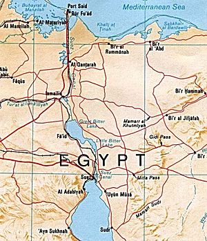Suezin kanavan kartta.