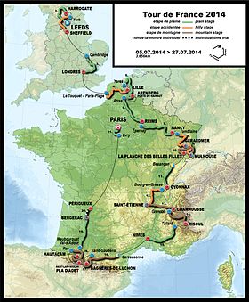 Mapa do Tour de France 2014