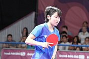 Deutsch: Tischtennis bei den Olympischen Jugendspielen 2018; Tag 9, 15. Oktober 2018; Mixed, Finale, Mixed-Doppel – Miu Hirano (JPN) gegen Sun Yingsha (CHN) 2:3 English: Table tennis at the 2018 Summer Youth Olympics at 15 October 2018 – Mixed Final, Mixed-Double – Miu Hirano (JPN) Vs Sun Yingsha (CHN) 2:3