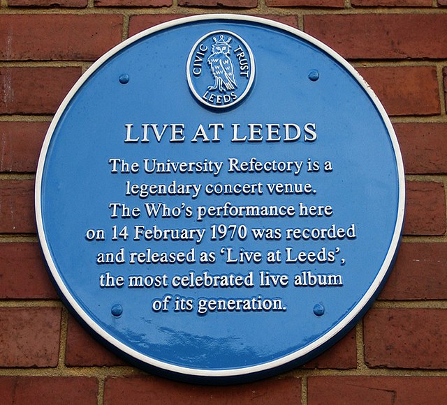 Blue plaque at the University of Leeds commemorating the album