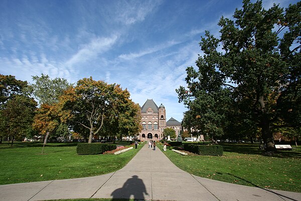 View from the south of the park looking towards the Ontario Legislative Building