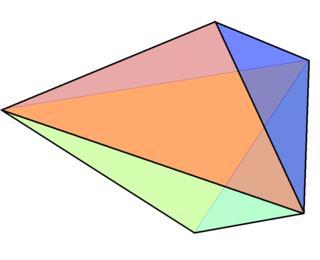 <span class="mw-page-title-main">Triangular bipyramid</span> 12th Johnson solid; two tetrahedra joined along one face