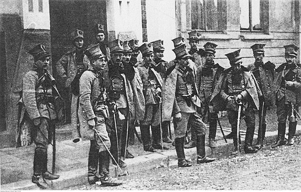 Uhlans of the 1st Brigade of the Polish Legions in Nowy Sącz in 1914