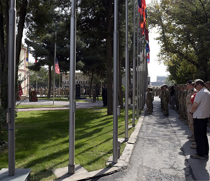 File:U.S. Army Gen. John F. Campbell, at the lectern, the commander of the International Security Assistance Force and U.S. Forces-Afghanistan, addresses a crowd in Kabul, Afghanistan, Sept 140911-A-XE780-005.jpg