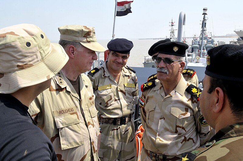 File:US Navy 090822-N-8273J-250 Chief of Naval Operations (CNO) Adm. Gary Roughead, right, visits the Iraqi Navy patrol ship Fetah (701) with Cmdr. Ahmed Jasim, commanding officer of Umm Qasr Naval Base.jpg