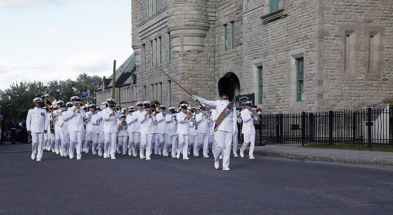 File:US Navy 090826-N-5843P-024 Members of the U.S. Navy Band, led by drum major Master Chief Musician Joe D. Brown, marches on to the parade grounds in front of the Manege Militaire de Quebec as part of the opening ceremony of the.jpg