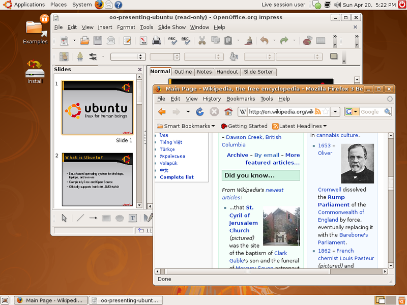 صورة:Ubuntu 8.04 Live CD.png