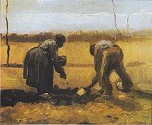 Peasant and Peasant Woman Planting Potatoes