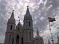 Velankanni Main Basilica and Flag during Feast