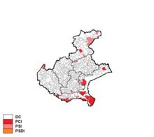 Largest party by municipality Veneto 1990.png