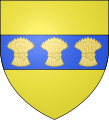 Arms of Vernon of Shipbrook, Cheshire (modern, augmented): Or, on a fess azure three garbs of the field (with garbs of the Earl of Chester)